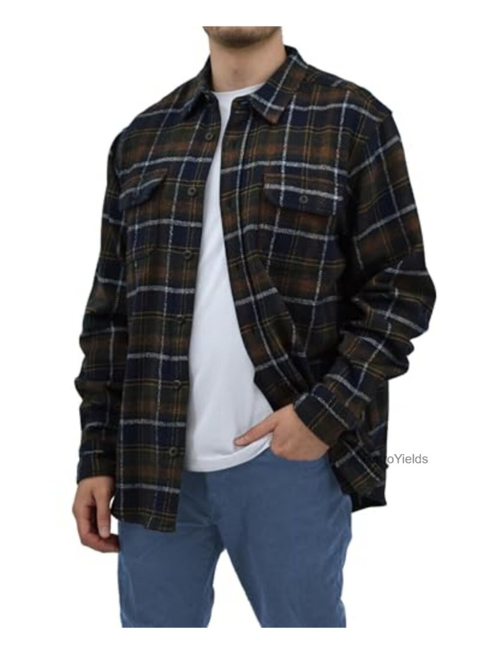 100% Cotton Flannel Shirt Jacket Shaket Button Down Long Sleeve